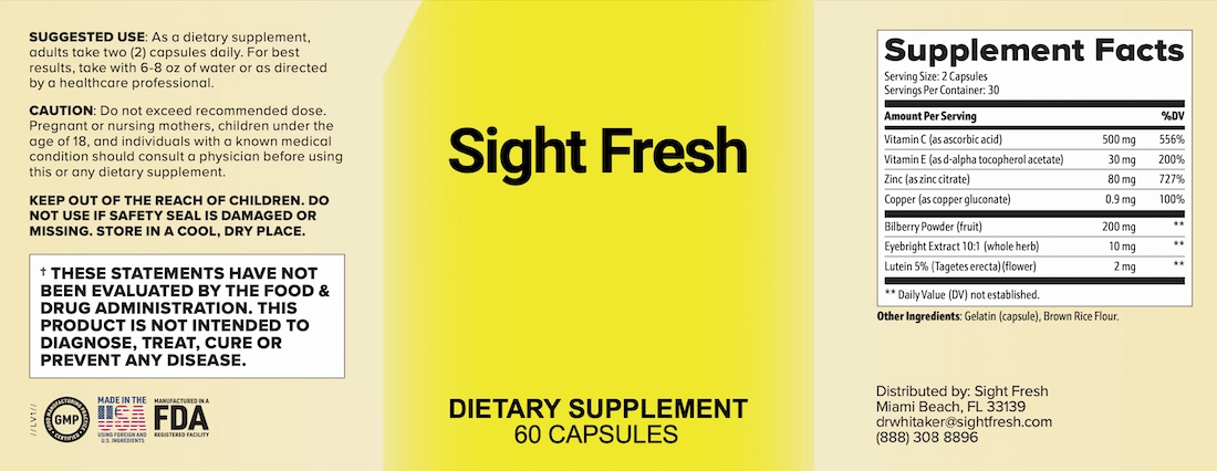 Sight Fresh Supplement Fact