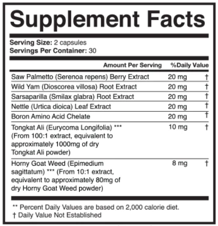 ManForceX Supplement Facts